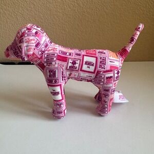 Victorias Secret PINK Plush Dog Collectible Logo Print Pink Magenta White 7in